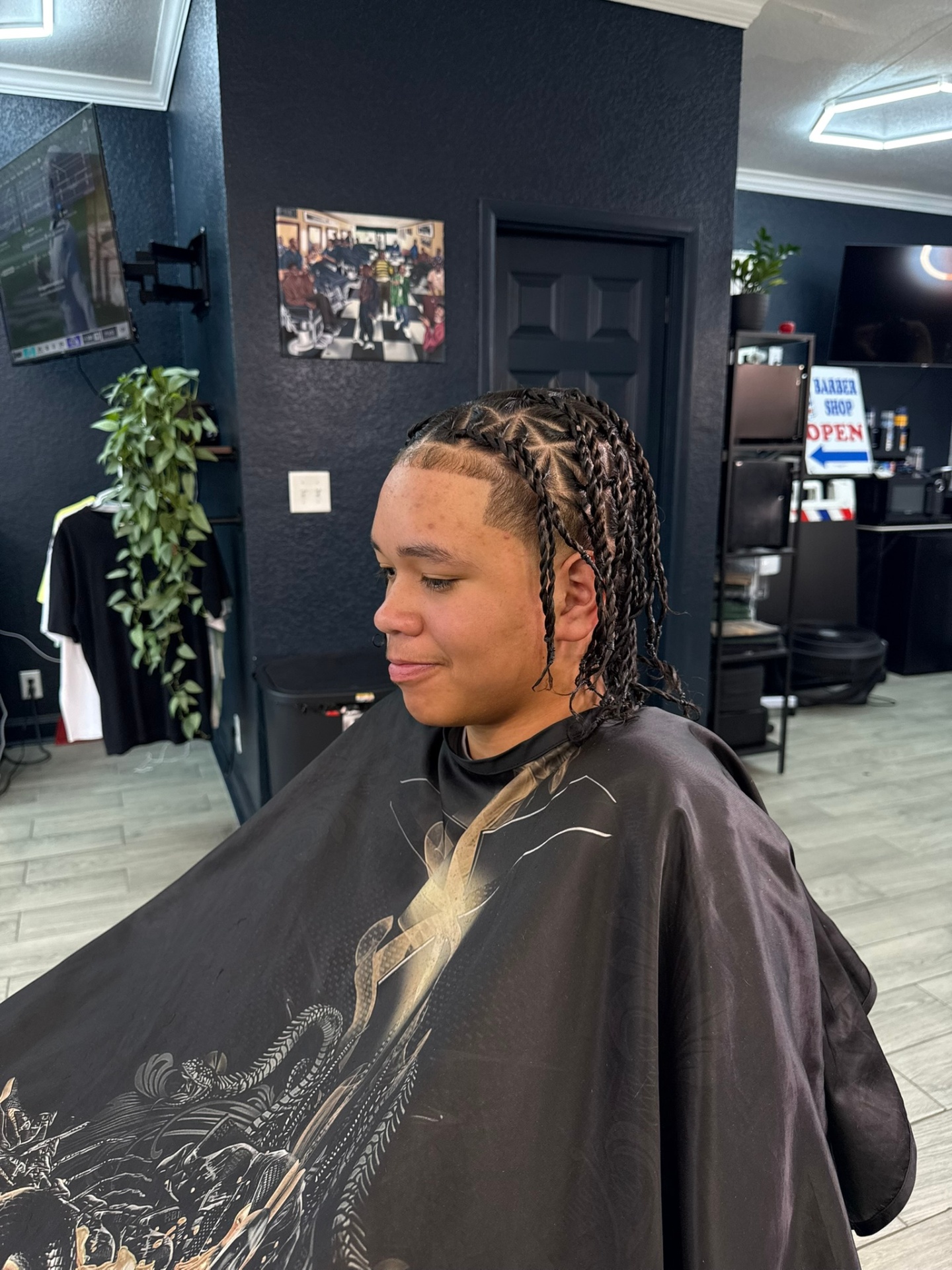 Fresh micro braids styled clean