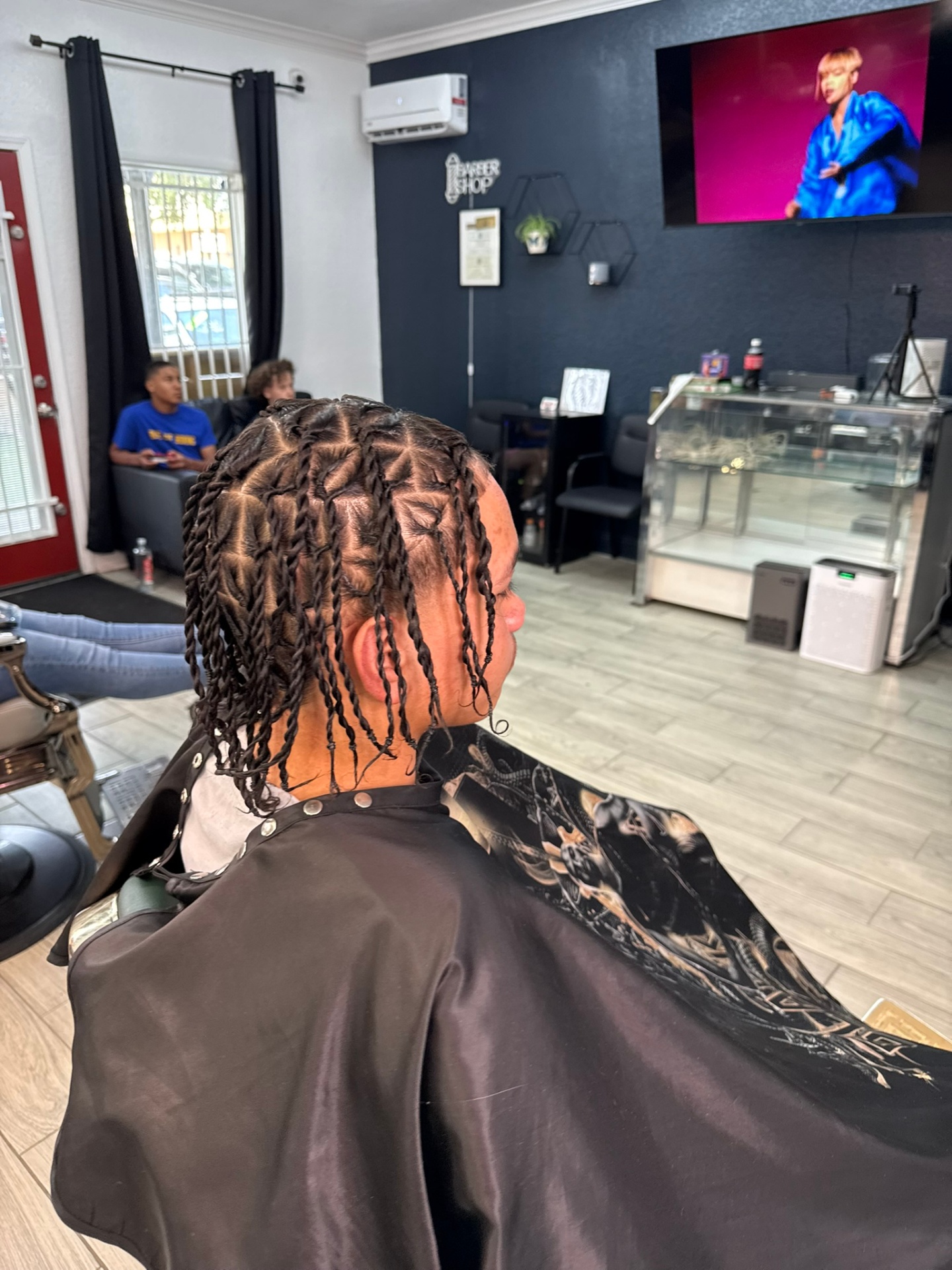 Two-strand twists detailed back view